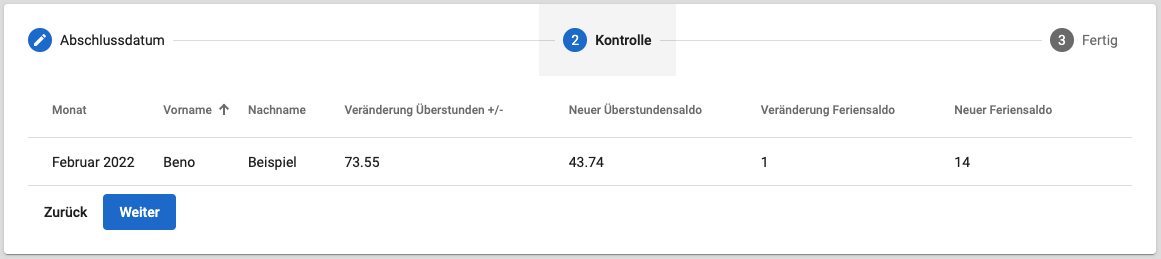 Monatsabschluss Daten kontrollieren