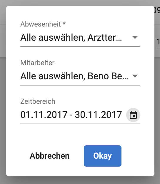 PDF für alle Mitarbeiter drucken - Dialog Fenster