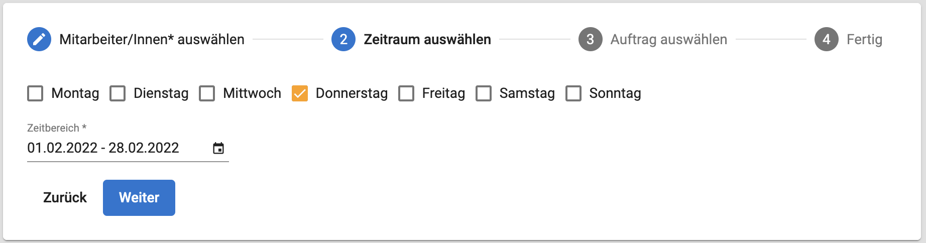 Zeiteinträge für alle erstellen - Schritt 2